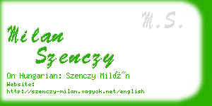 milan szenczy business card